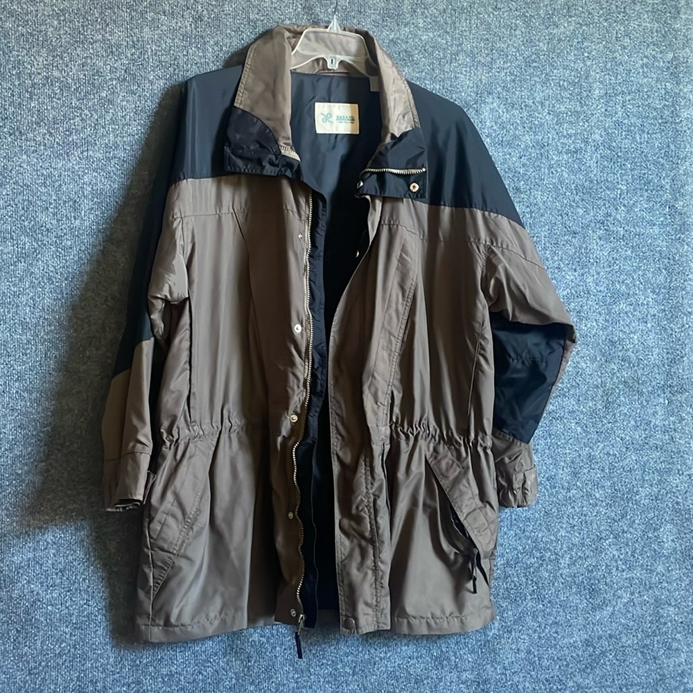 Haband Windbreaker Jacket Brown and Black Utility Style size XL , draw waist